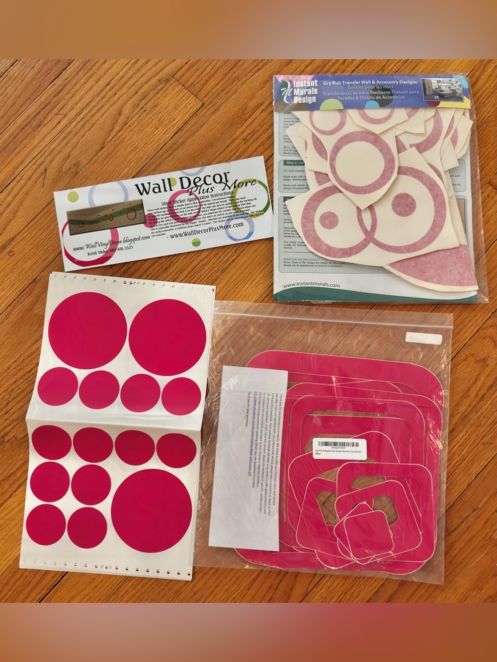 Hot Pink Geometric Shape Vinyl Decor Decals